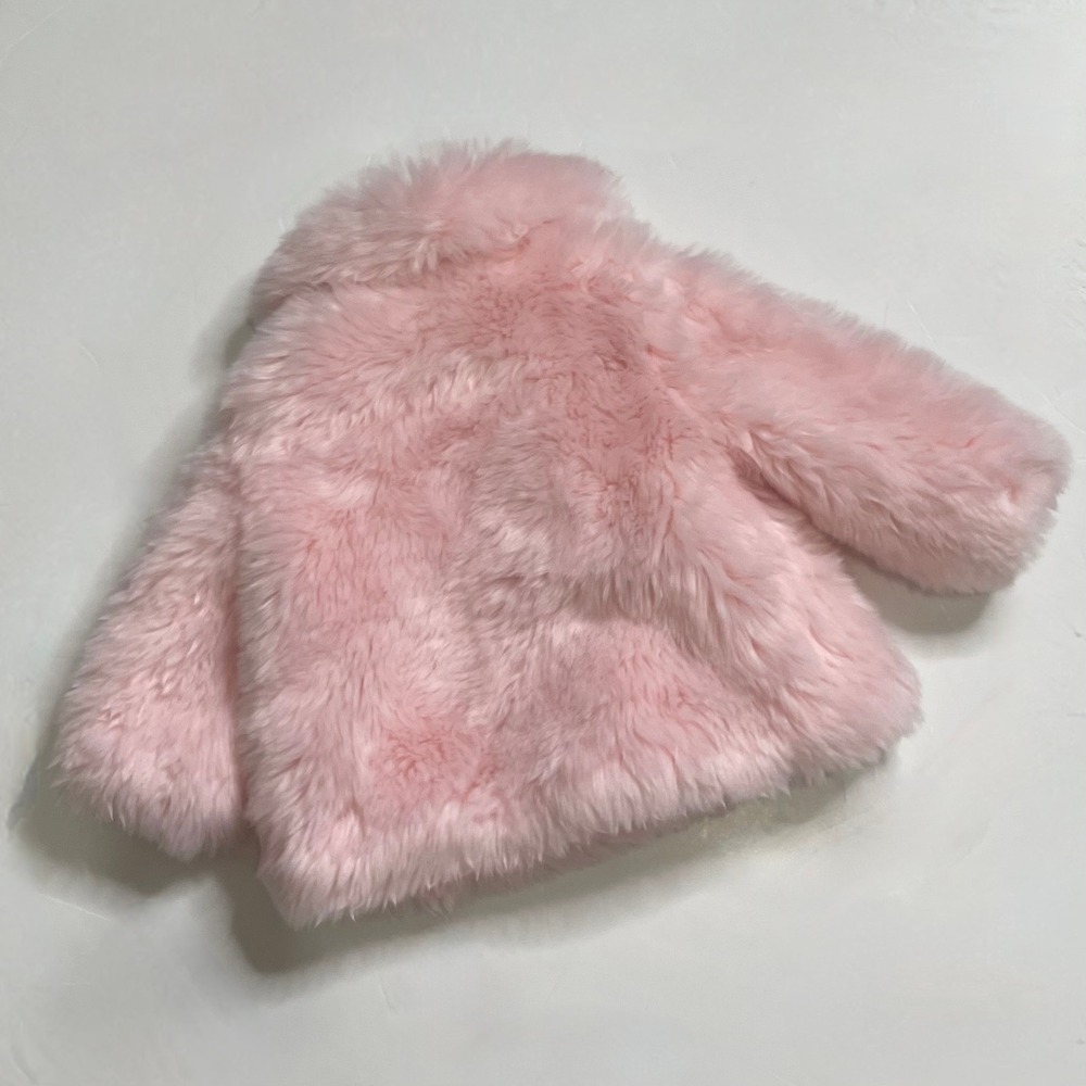 Girls JANIE AND JACK Pink Faux Fur Coat The Flute Line‎ 2020 12-18 Months - Picture 6 of 13